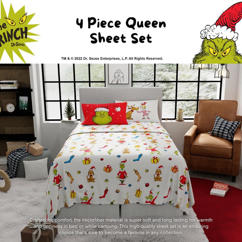 Juego De Cama Franco Queen De Microfibra Grinch... image number null