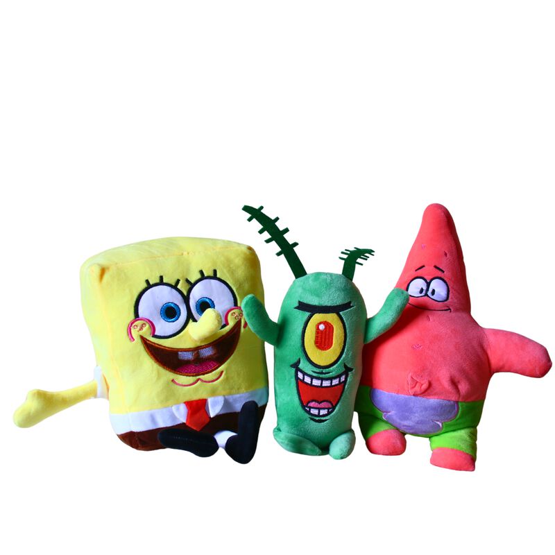 Juego 3 Peluches Plancton, Bob Esponja, Patrici... image number null