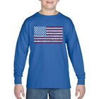 Camiseta De Manga Larga Word Art Para Ni&ntilde;o - Bandera USA De Los 50 Estados - Azul Rey