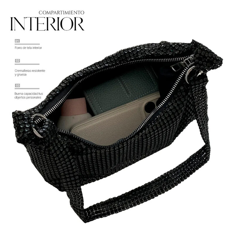 Bolso de Mano con Cristales Brillantes para Noc... image number null