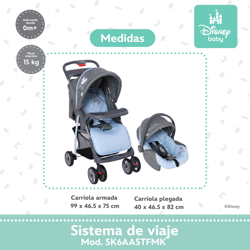 Carriola Para Bebe Disney Mickey Con Portabeb&eacute; ... image number null
