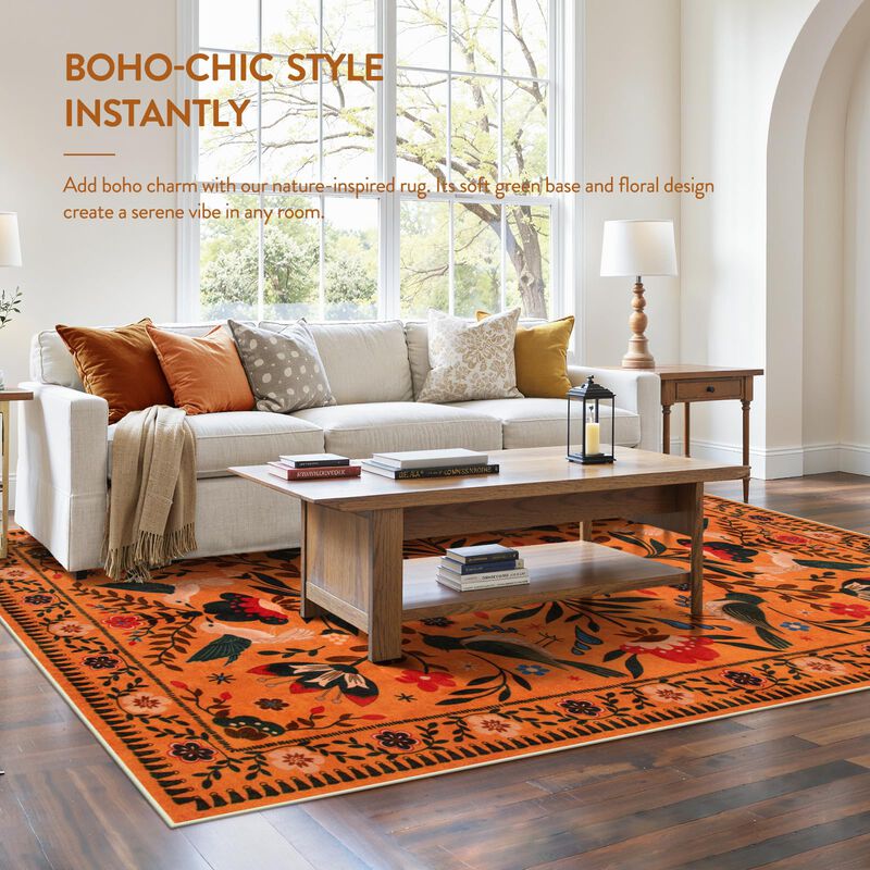 Alfombra Moynesa 244x152 Cm Lavable Bohemia Flo... image number null