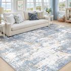Alfombra Decorativa Releany 152 cm X 213 cm Abstracta Lavable Azul Claro