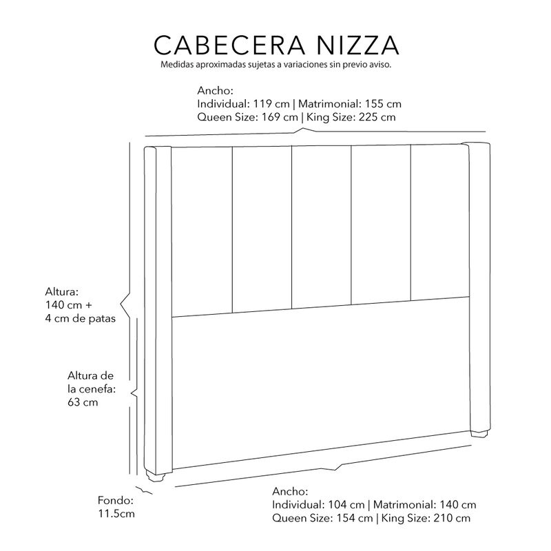 Cabecera Matrimonial Dicasa Nizza Verde image number null