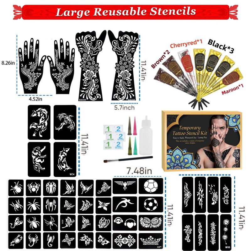 Kit De Tatuajes Temporales Manyan Haiyan 7 Piez... image number null