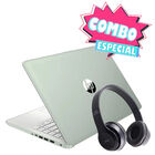 Combo Laptop Hp 14" Celeron 128Gb 4Gb Ram Verde 14-dq6013dx + Audifonos Bluetooth