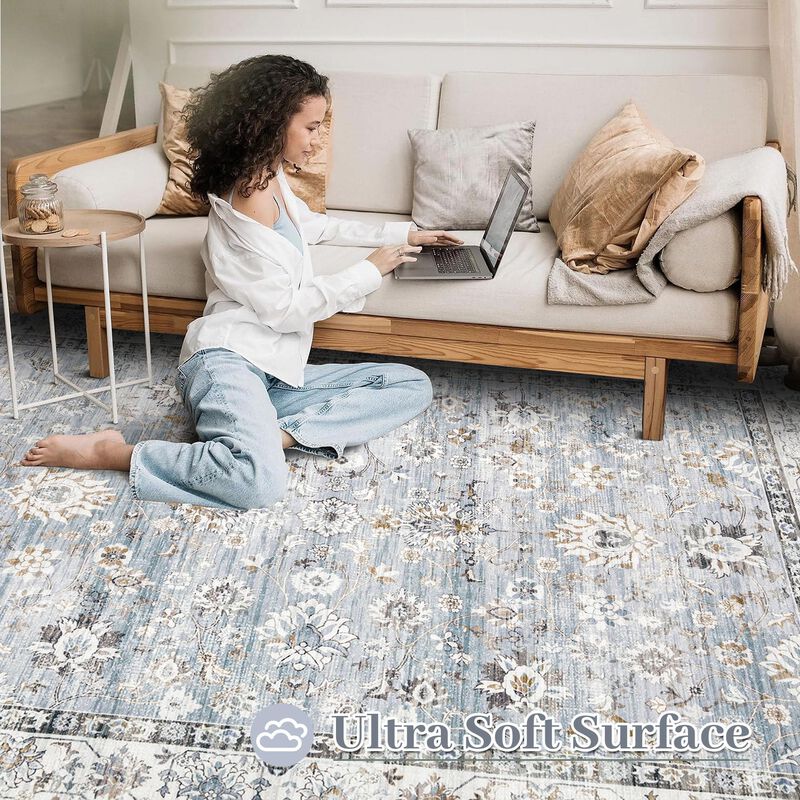 Alfombra Xluez 244x152 Cm Vintage Azul Claro La... image number null