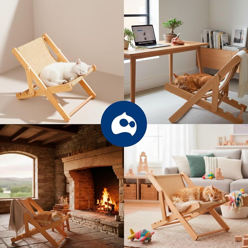 Mecedora para Gato con Rascador de Yute y Base ... image number null