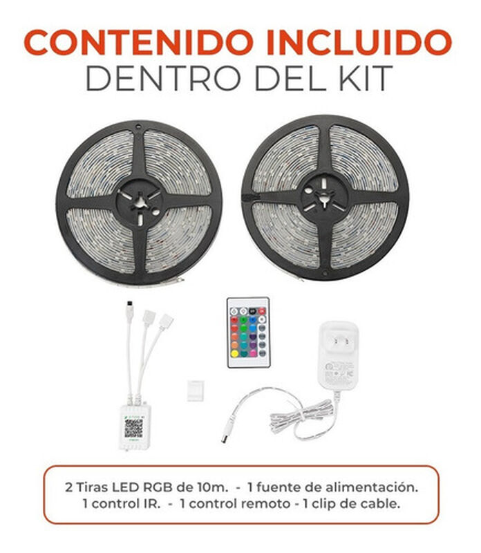 Pack 2 Tiras Led Bluetooth 20 Mts 35 W, Luz Rgb... image number null