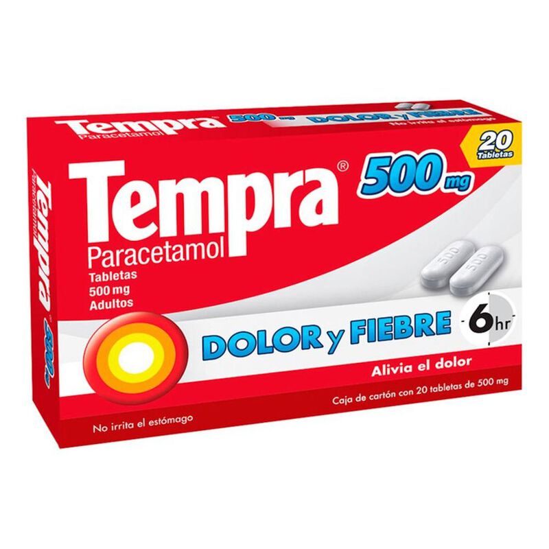 Tempra 500mg Paracetamol, Dolor Y Fiebre, Caja ... image number null