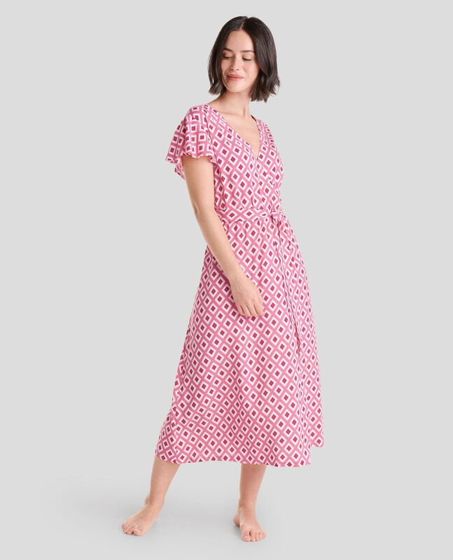 Vestido Cruzado de Rombos Rojo image number null