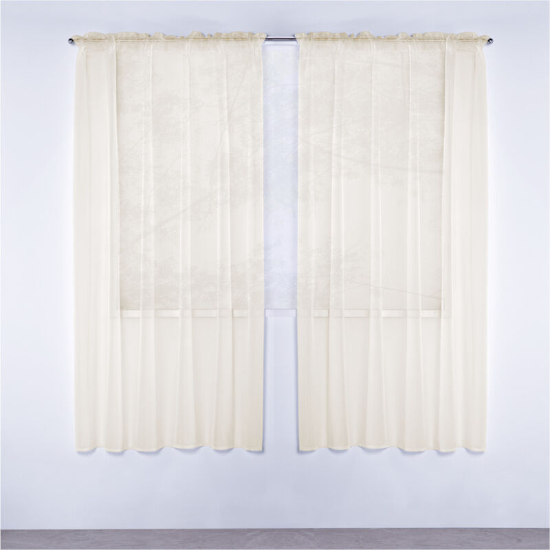 CORTINA DECORATIVA TRANSLUCIDA BEIGE CORTA image number null