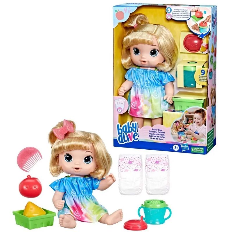Mu&ntilde;eca Baby Alive Bebidas De Frutas Manzana Cab... image number null
