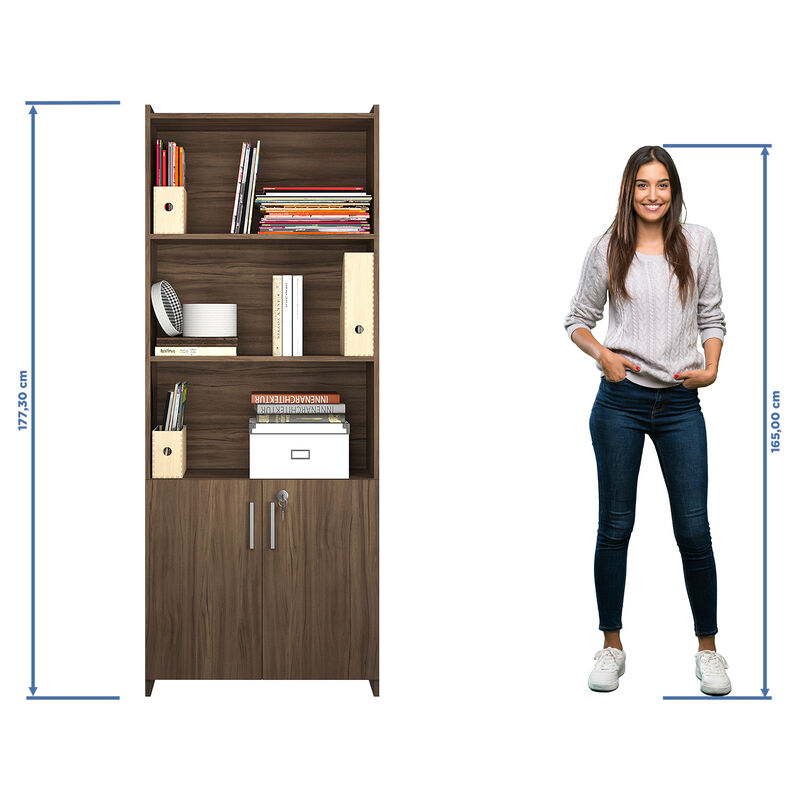 Librero 5 Repisas Moderno Decorativo Con Puerta... image number null