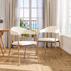Juego De 2 Sillas De Comedor Modernas Beige Patas Acero