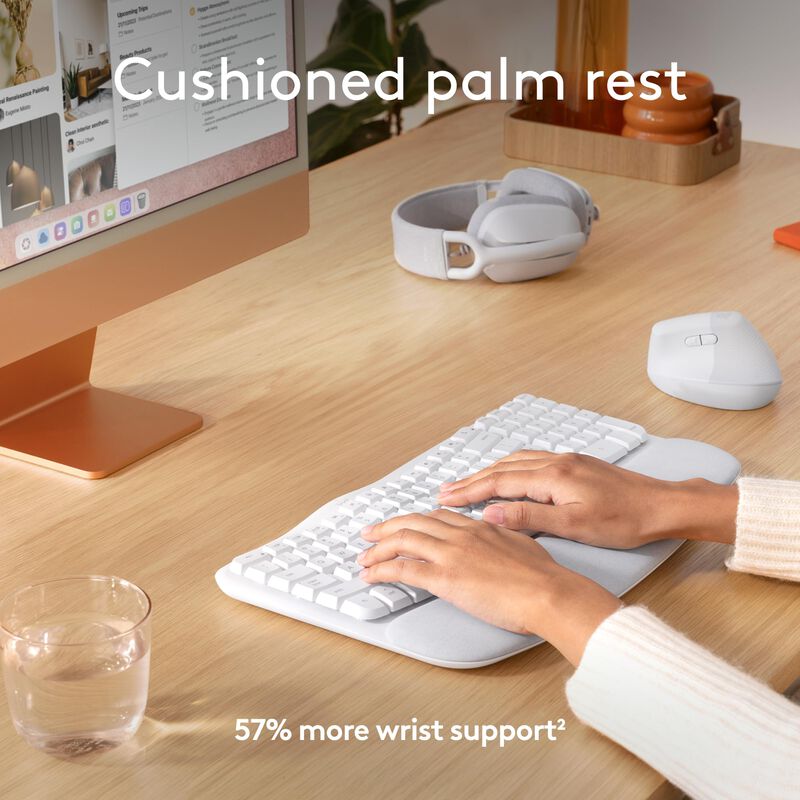 Teclado Ergon&oacute;mico Inal&aacute;mbrico Logitech Wave Ke... image number null