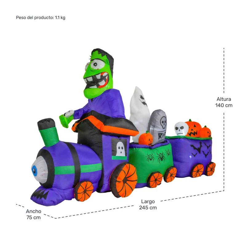 Inflable Halloween Tren Mortal Luz Led 245 Cm image number null