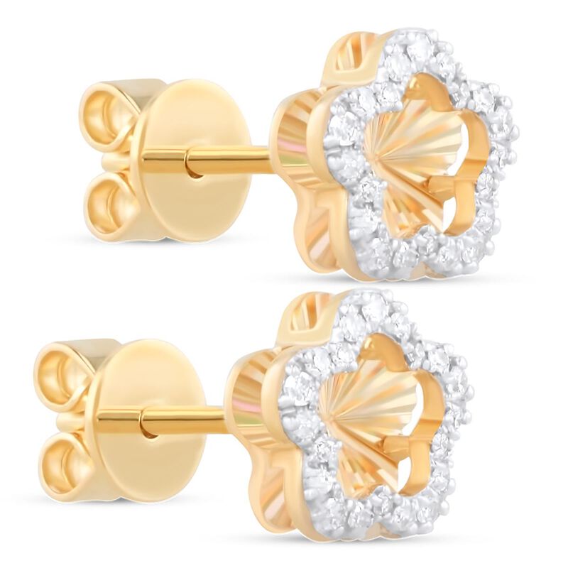Aretes Oro Amarillo 14k De Flor 9pts Diamante A... image number null