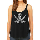 Tank Top Holgado Word Art Para Mujer - Capitanes Piratas y Barcos- Negro