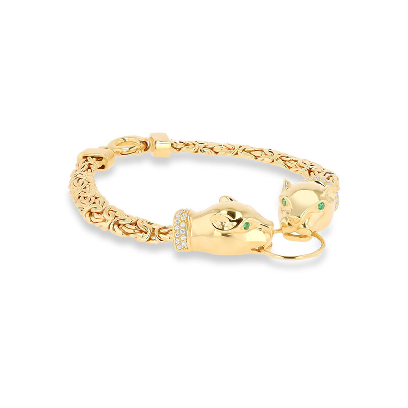 Pulsera De Jaguar De Oro Amarillo 14K Con Zirco... image number null