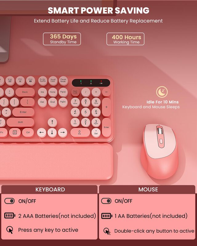 Teclado Y Rat&oacute;n Inal&aacute;mbricos Trueque Cute Typew... image number null