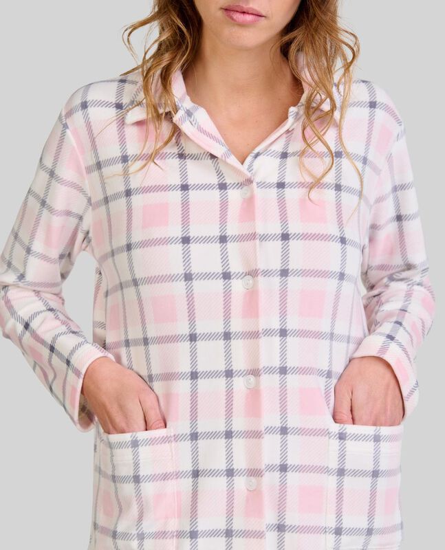 Pijama de Cuadros Micropolar Rosa image number null