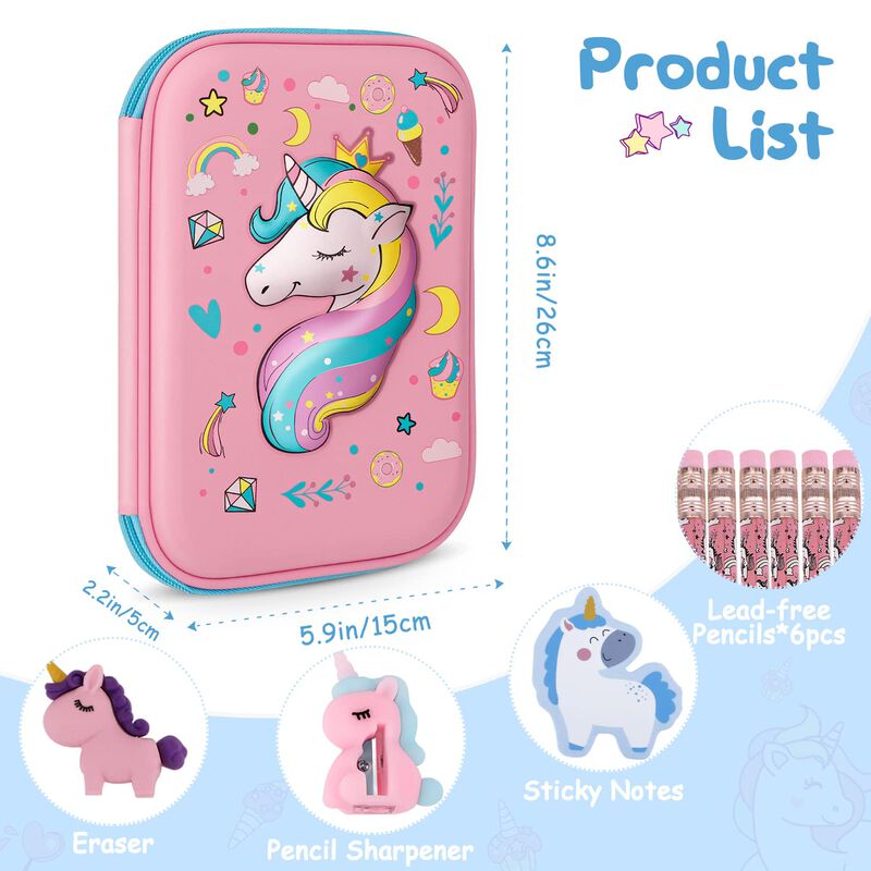 Estuche De L&aacute;pices Homicozy Unicornio 3d Eva Gr... image number null