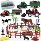 Set De Juego Wodmaz Con Figuras De Animales De Granja, 40 Unidades, Con Tractor, 3+