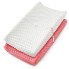 Funda Para Cambiador Homiest Pack De 2 - Blanco/rosa Con Punto Minky