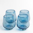 Vasos Set de 4 Vasos de Vidrio Soplado Azul Mediterráneo Marea Baja