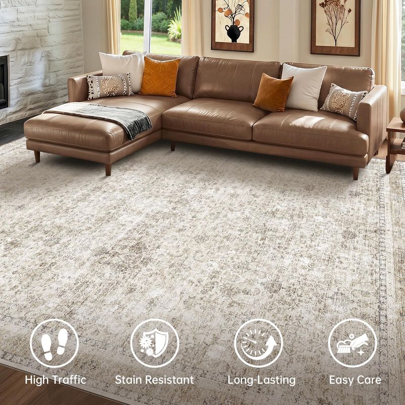 Alfombra De &Aacute;rea Sasttie 147x178 Cm Beige Lavab... image number null