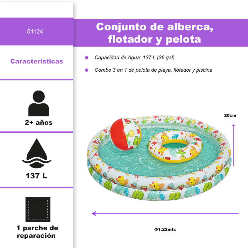Alberca Inflable Con Pelota Y Salvavidas Infant... image number null