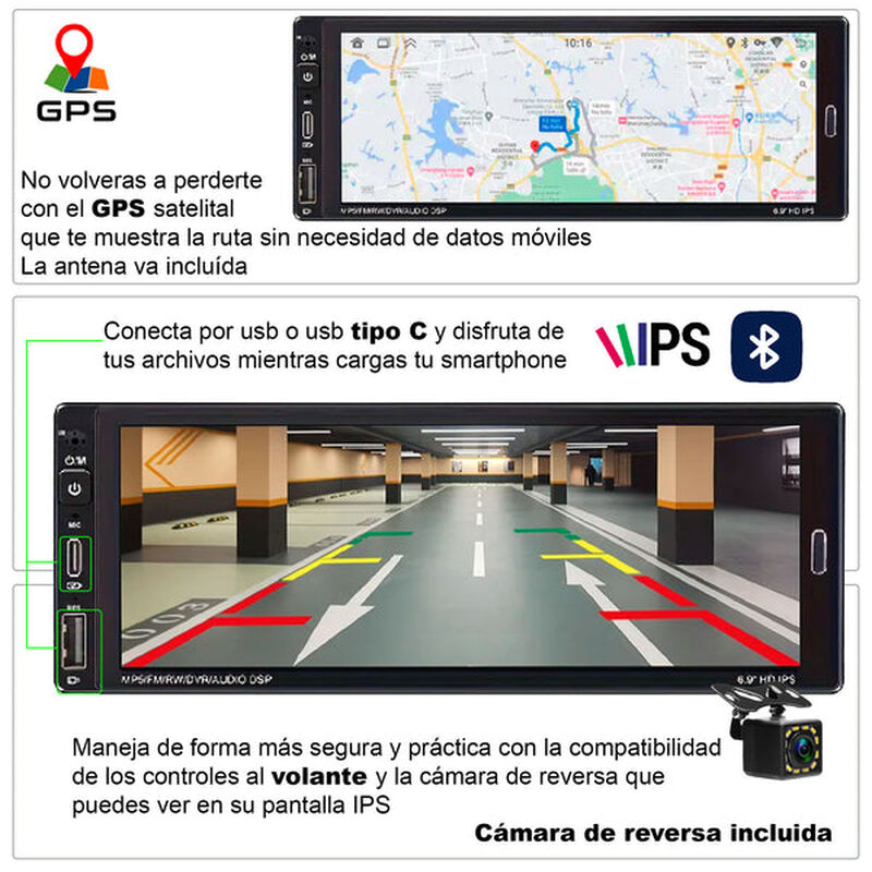 Autoestéreo Vak 3558 1 Din 6.8" Android Carplay... image number null