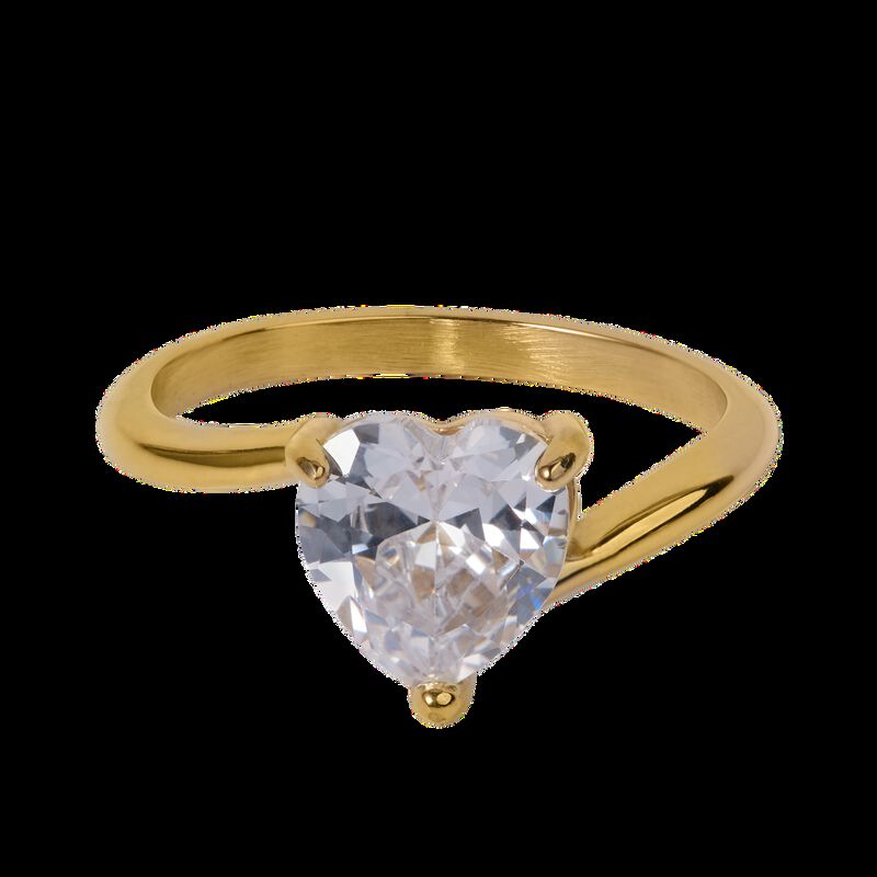 Anillo De Compromiso Luckyly Aida Ba&ntilde;o De Oro R... image number null