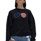 Sudadera De Cuello Redondo Word Art Para Mujer - Lentes Americana - Negro