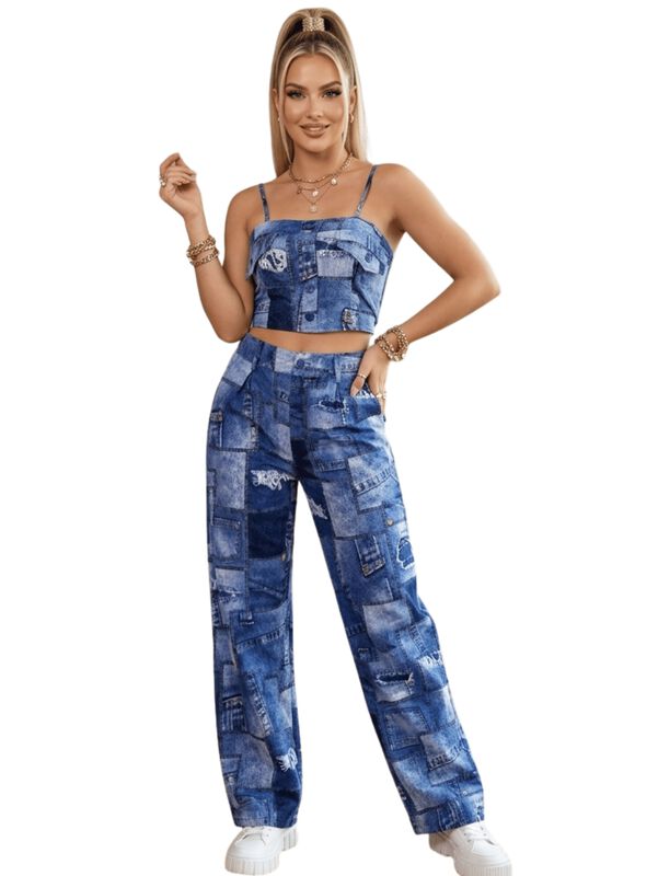 Conjunto De Mujer 2 Piezas Top Y Pantal&oacute;n Conj-... image number null