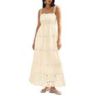 Vestido Dowerme Maxi de Algod&oacute;n con Ojal Beige Talla M
