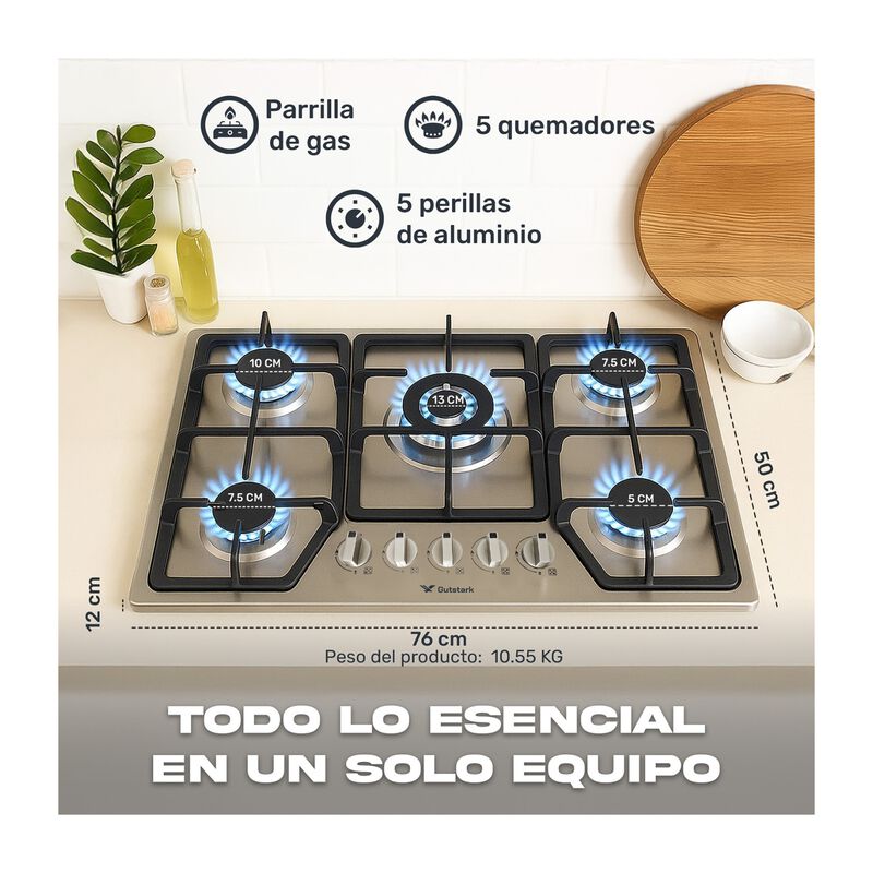 Parrilla Gas 5 Quemadores Acero Inoxidable Empo... image number null
