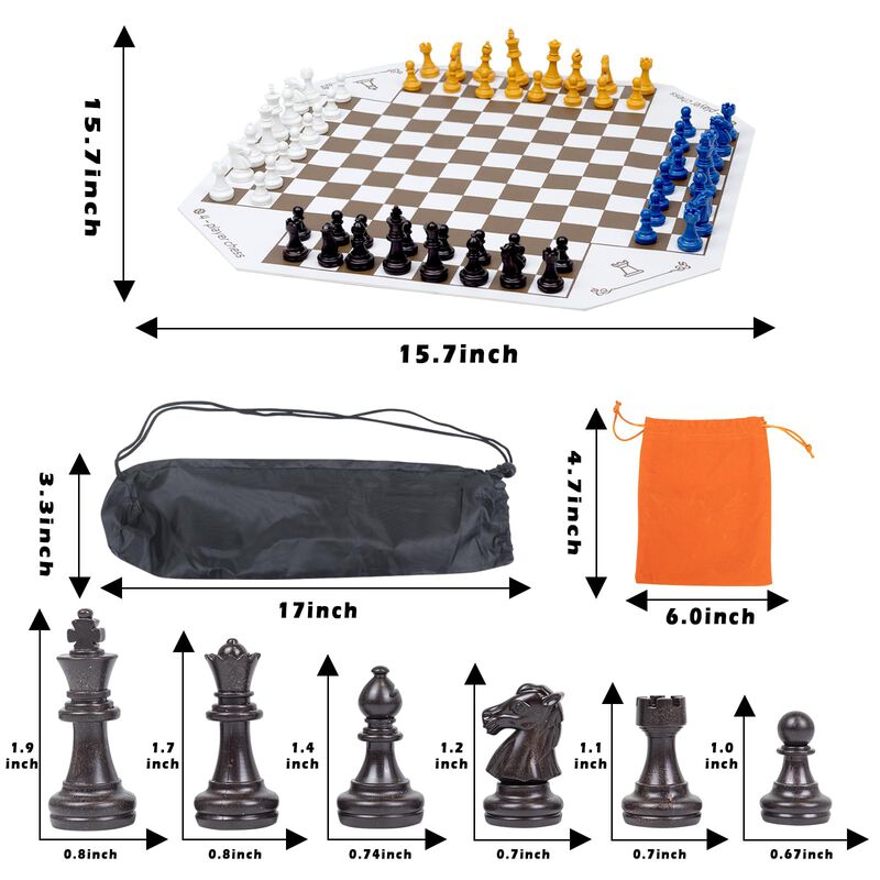 Juego De Tablero De Ajedrez Wodgod Para 3 O 4 J... image number null