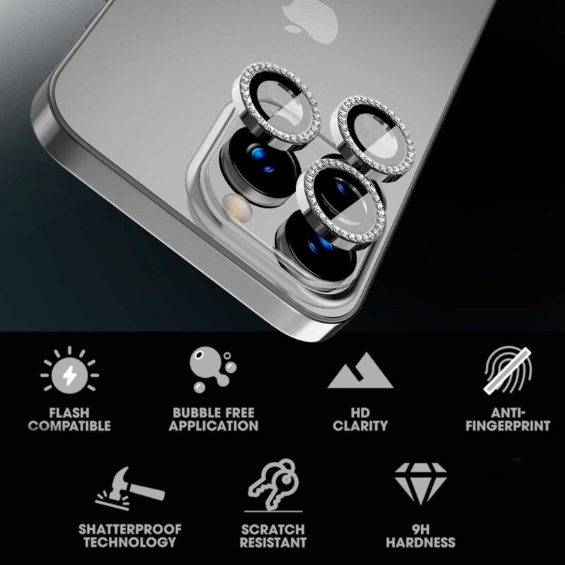 Mica Vidrio Mybat Glamcam Plata Para Iphone 15 ... image number null