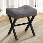 Taburete Memobarco, 46 Cm, Con Patas En X De Metal, Color Gris