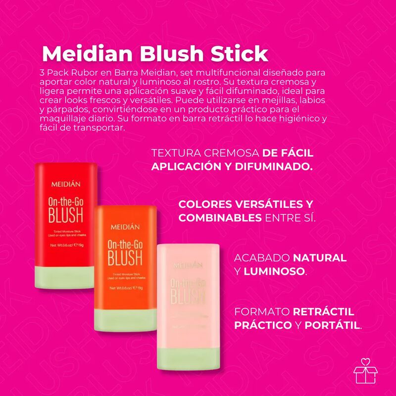Pack 3 Rubores Blush En Barra Colorete Mejillas... image number null