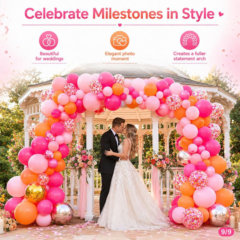 Set De Globos Bbeipulas 73 Piezas Rosa Y Naranj... image number null