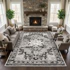 Alfombra De &Aacute;rea Rugixe 244x152 cm Gris Vintage Floral