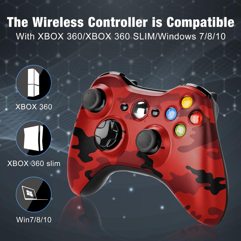 Mando Inal&aacute;mbrico Buertt para Xbox 360 Camo Roj... image number null