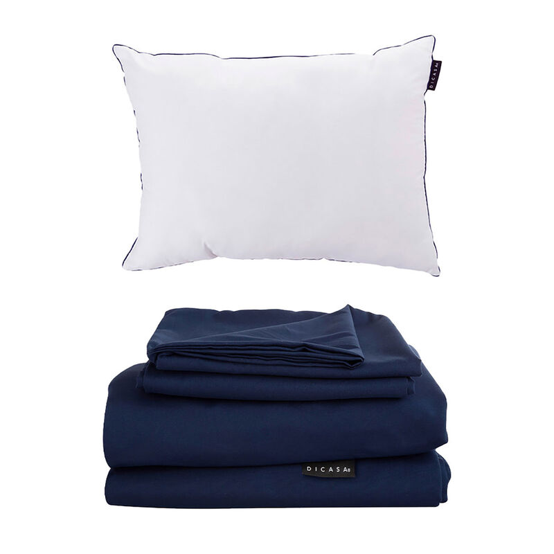 S&aacute;banas Individual Dicasa Softy Azul Marino + A... image number null