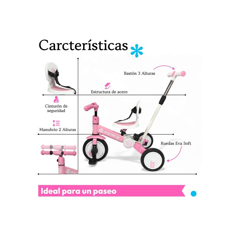 Triciclo Evolutivo 3 En 1 Plegable Con Toldo Uv... image number null