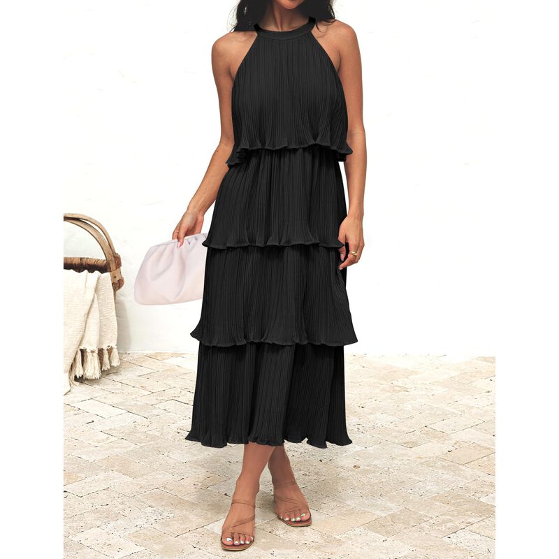 Vestido Zesica Sin Mangas Volantes Chiffon Larg... image number null