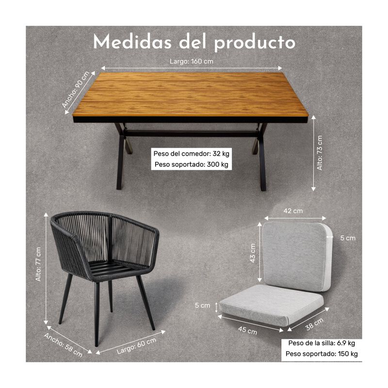 Comedor Jardin Ext 6pz Moderno Recubrimiento Ti... image number null