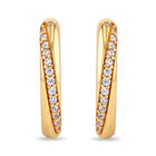 Arracadas De Oro Amarillo 10k Con Zirconias (15mm Aprox)
